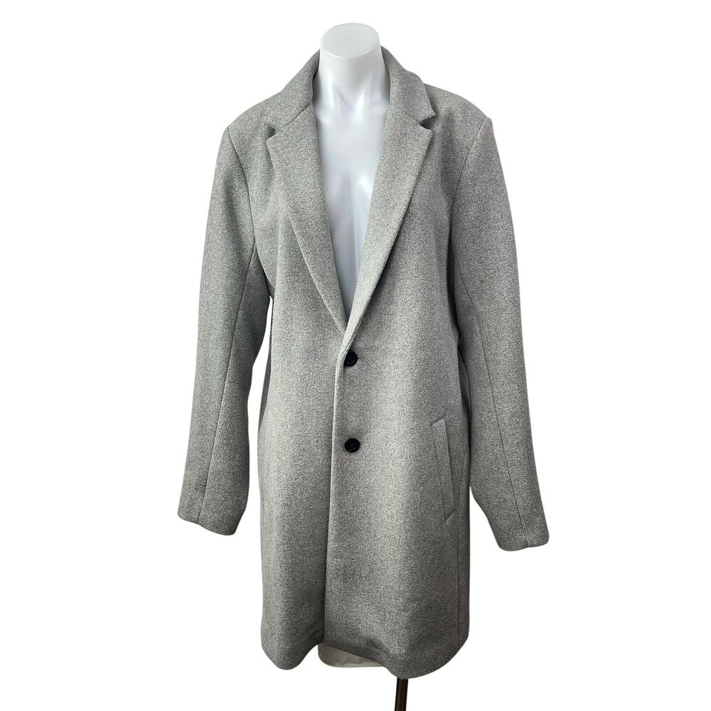 Hollister Women's Gray Long Sleeve Button Longline Trench Coat Jacket Size L